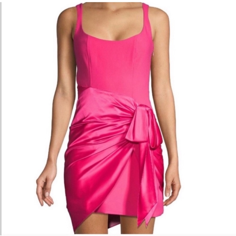 cinq a sept Waverly  Pink Mini Dress with Side Bow Detail